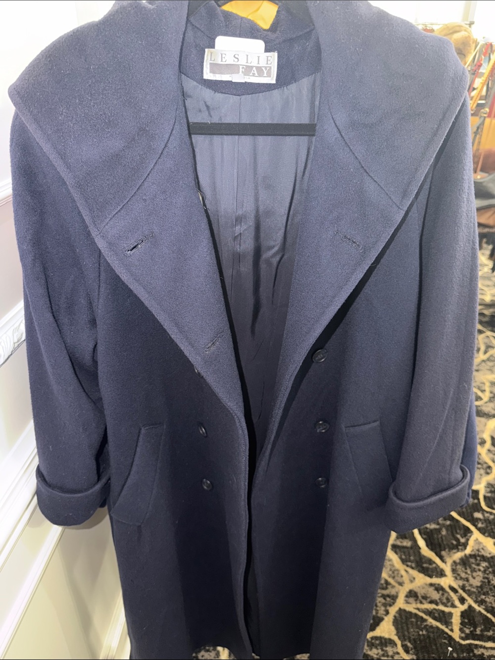 Leslie Fay womens Dark Navy Wool Pea Coat